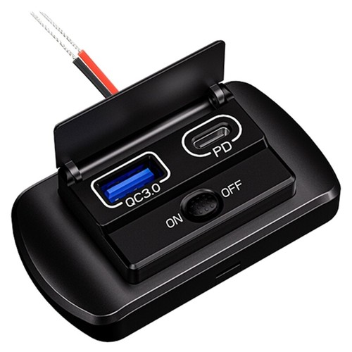 12V USB Outlet Double QC3.0 Type C/USB Quick Panel Wall Mount Automotive - Zdjęcie 4 z 11