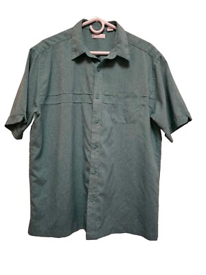 Cafe Luna Men's Green Short Sleeve Button Up Casual Shirt Top Size Large