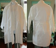 Butcher Collard L/S Wraparound Gown 3 Pocket 43" Length Sz XL White