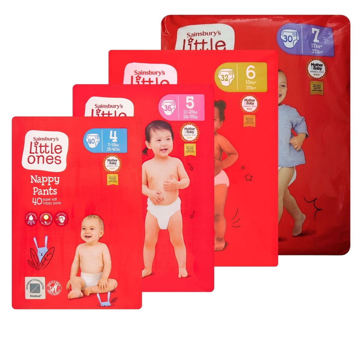 Little Ones Nappy Pants All Sizes Pull-Up Style Diapers Bulk