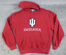 J America Hoodie Sweatshirt Embroidered Logo Medium Indiana University Red VTG