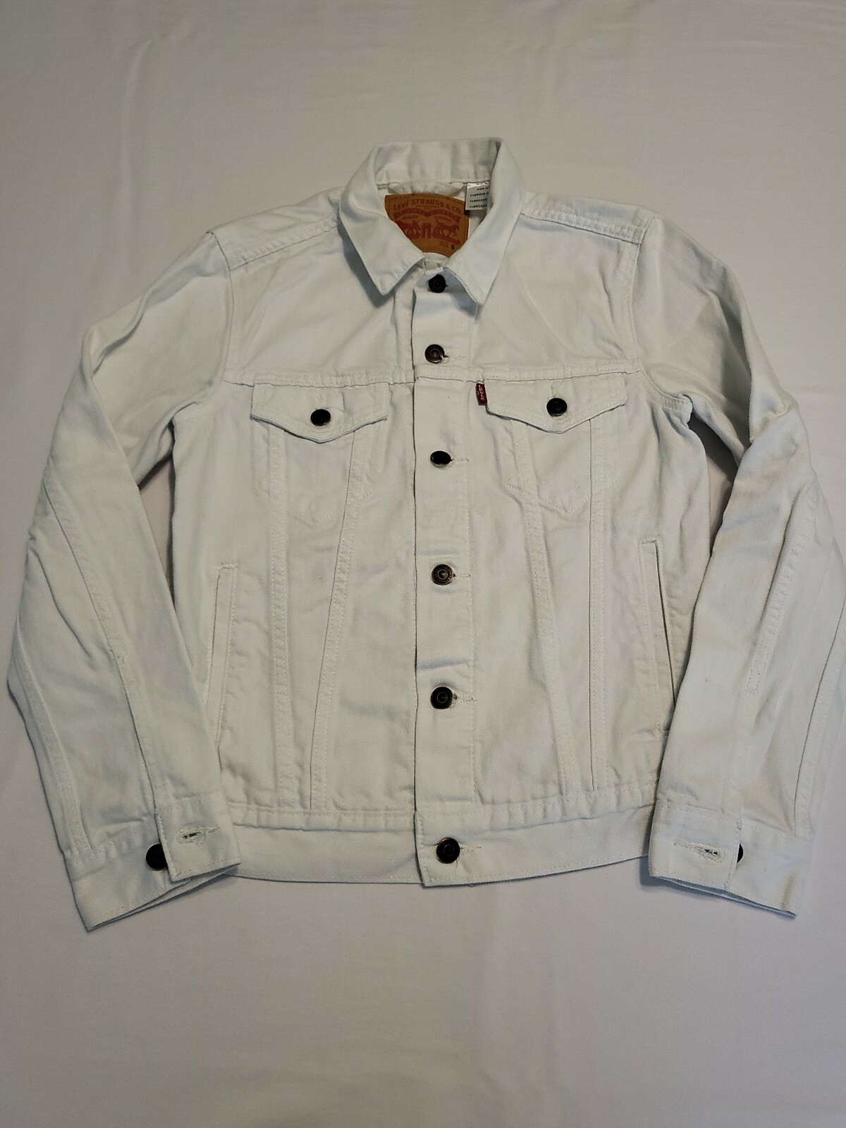 Levis White Denim Jacket Marked Irregular Womens Size… Gem