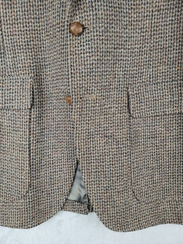 Vintage Harris Tweed Blazer Men's 40 Brown Houndstooth 100% Scottish Wool - Picture 5 of 13