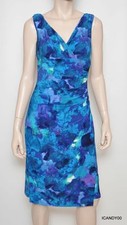 Nwt $134 Ralph Lauren V-neck Watercolor Matte Jersey Faux Wrap Dress Peacock 6