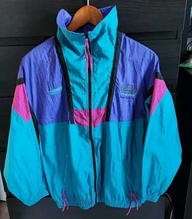VTG Columbia Windbreaker Womens Small Ron Jon Surf Colorblock 90s Full Zip