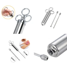 US 1 Pc Stainless Steel Seasoning Marinade Injector Gun Flavor Needle Meat BBQ