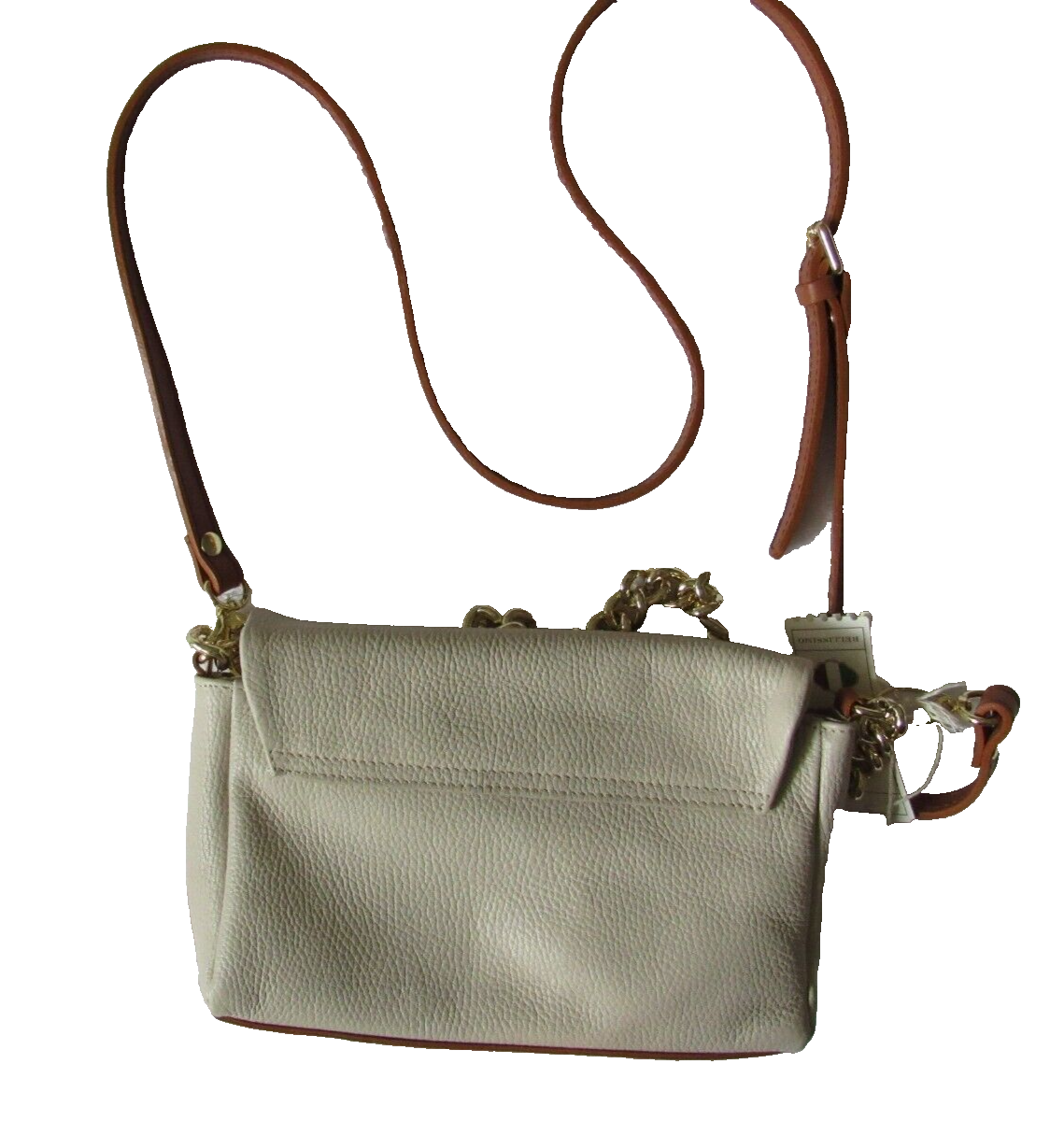 Valentina | Convertible Ivory Gold Tone Purse | Women’s Genuine Leather Bag VALENTINA Ivory Italian Leather Convertible Crossbody  main image 4