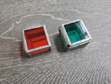 Vintage 70's Red and Green Stained Glass Trinket Jewelry Boxes Hand Crafted rare
