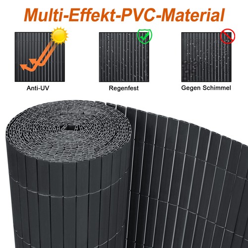PVC Sichtschutzmatte Windschutz Sichtschutzzaun Anthrazit Gartenzaun Zaun Gitter - Bild 8 von 17