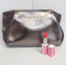 CHANTECAILLE LIP CHIC ROSE DE MAI 0.09 OZ WITH SILVER COSMETICS BAG
