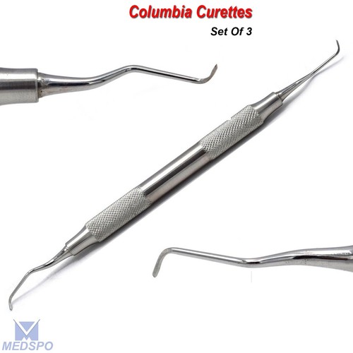 3er Set Chirurgische Columbia Küretten Veterinär Subgingivale Zahnmedizin Instrumente - Bild 4 von 5