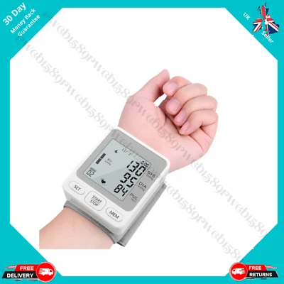 Automatic Wrist Blood Pressure Heart Rate Monitor + Voice Funct + Batteries incl