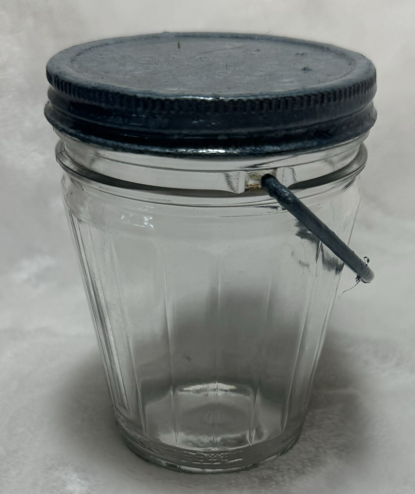 AAAAA * Glass Jar Unmarked w/Metal Screw On Lid And Handle * Pint * Clear *