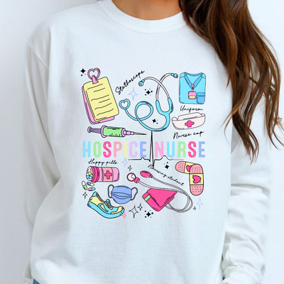 Comfort Colors   Hospice Nurse Sweatshirt, Cute Medical Worker Long Sleeve