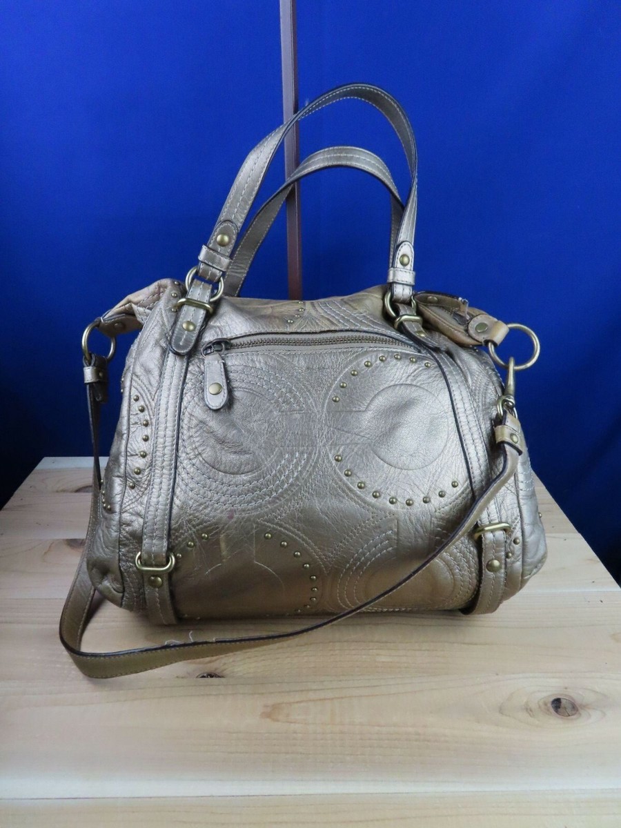 Coach 15276 Embossed studded leather Alex satchel handbag purse