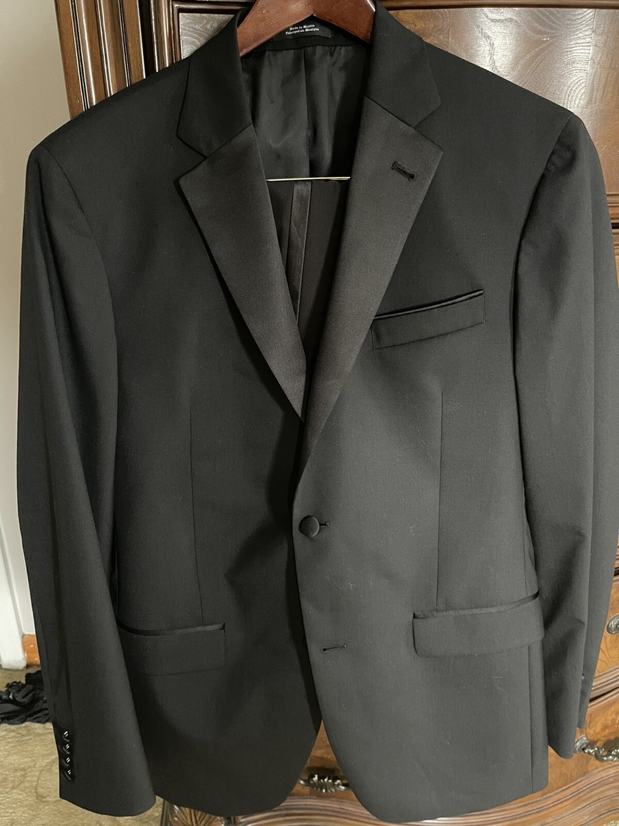 Nordstrom Men's Shop Black Tuxedo Trim Fit Suit Size 42 Long