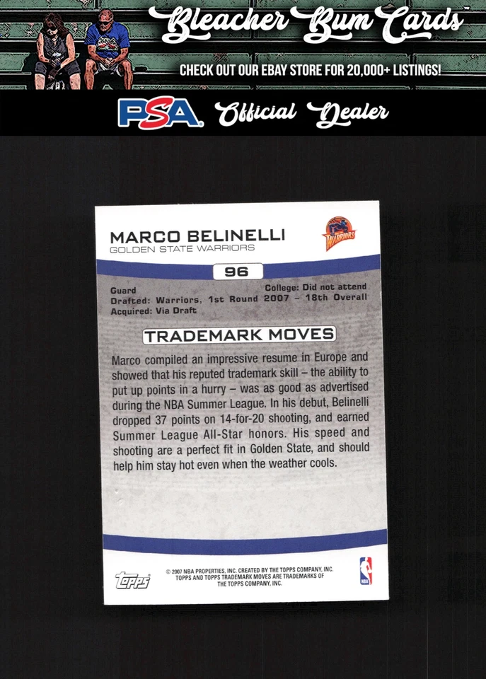 2007 Topps 商标移动 96 Marco Belinelli 新秀木质 /199 — 第 2/2 张图片