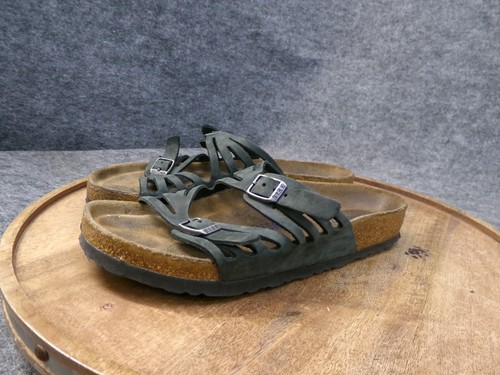 Birkenstock Womens Granada SFB Black Leather Slide Sandals Size 37 US 6 Reg. - Picture 3 of 9