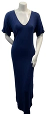 White Mark Maxi Dress Womens Plus size 1X Navy Blue Vneck 2 Pockets Stretch New
