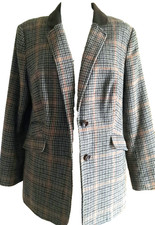 Maine Jacket/check Pockets 27%wool Size 14-16(bust 110-114cm)