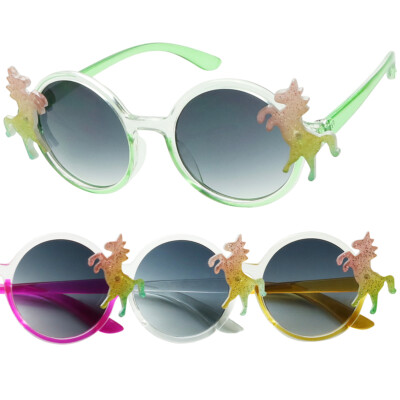 Girls Childrens Kids Toddler Rainbow Unicorn Glitter Fashion Sunglasses  yr