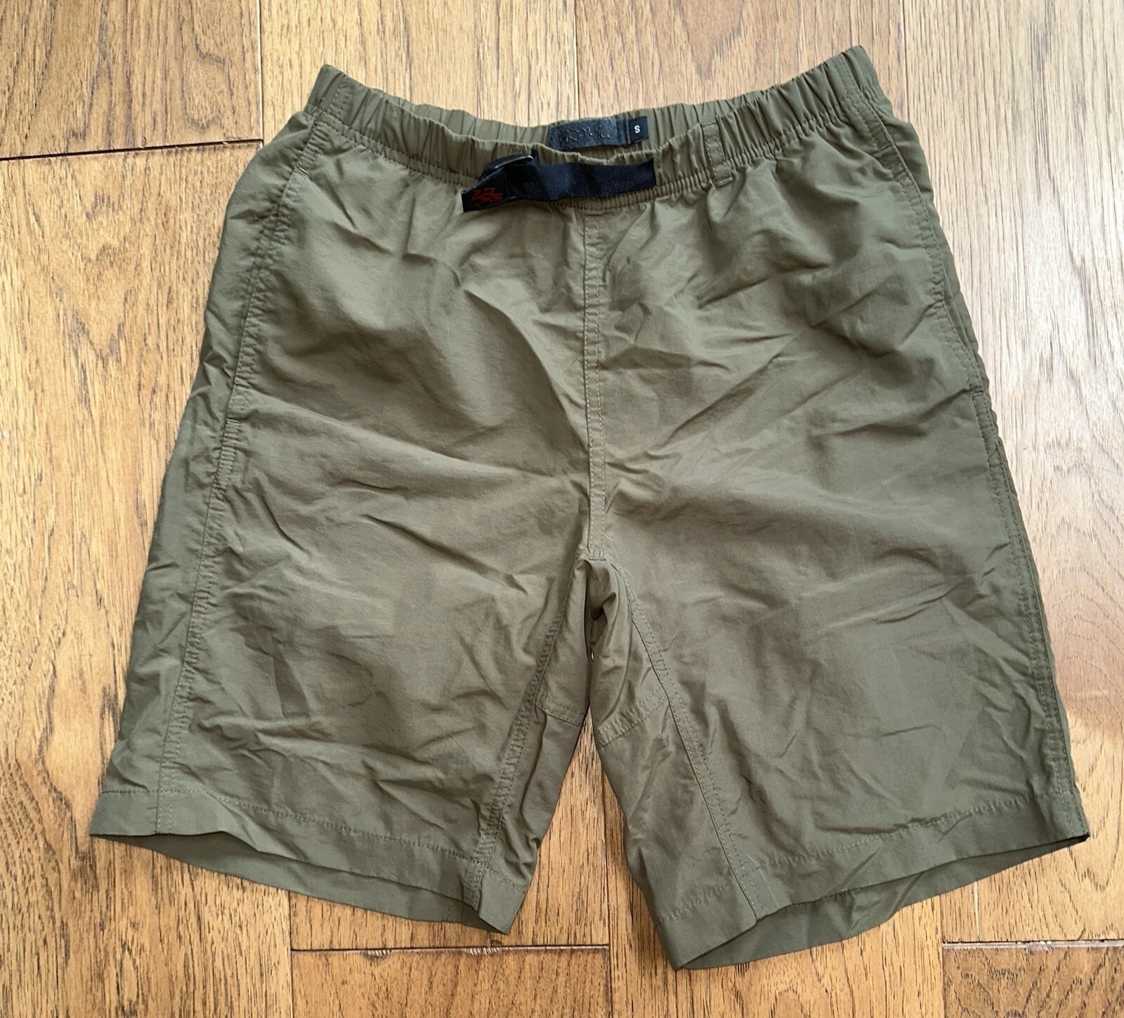 Gramicci Green 10” Inseam Elastic Waist Belted Cotton Hiking Shorts Men’s Size S