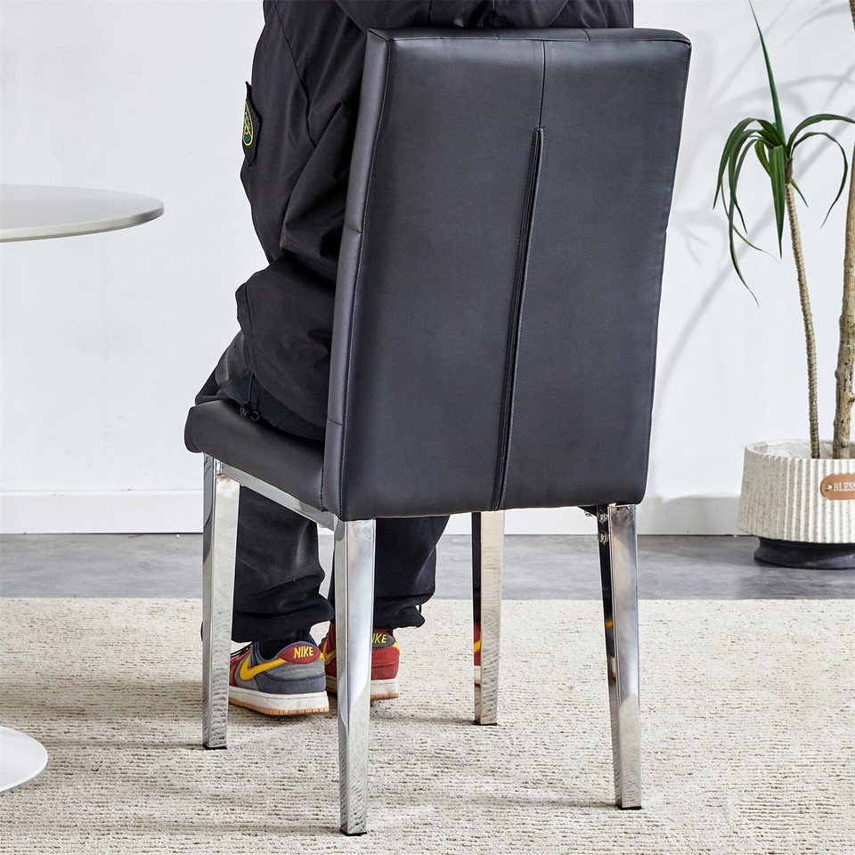 Set of 4 Dining Chair High Back PU Upholstered Chair Kitchen Dining Chair US eBay