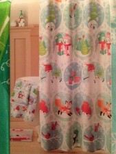 St Nicholas Square "Oh What Fun" Christmas Fabric Shower Curtain: 70"x70"