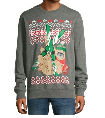 SLOTH on Skis Gray Ugly Christmas Sweater sz 2XL Sweatshirt NWT sz 2X  Holiday