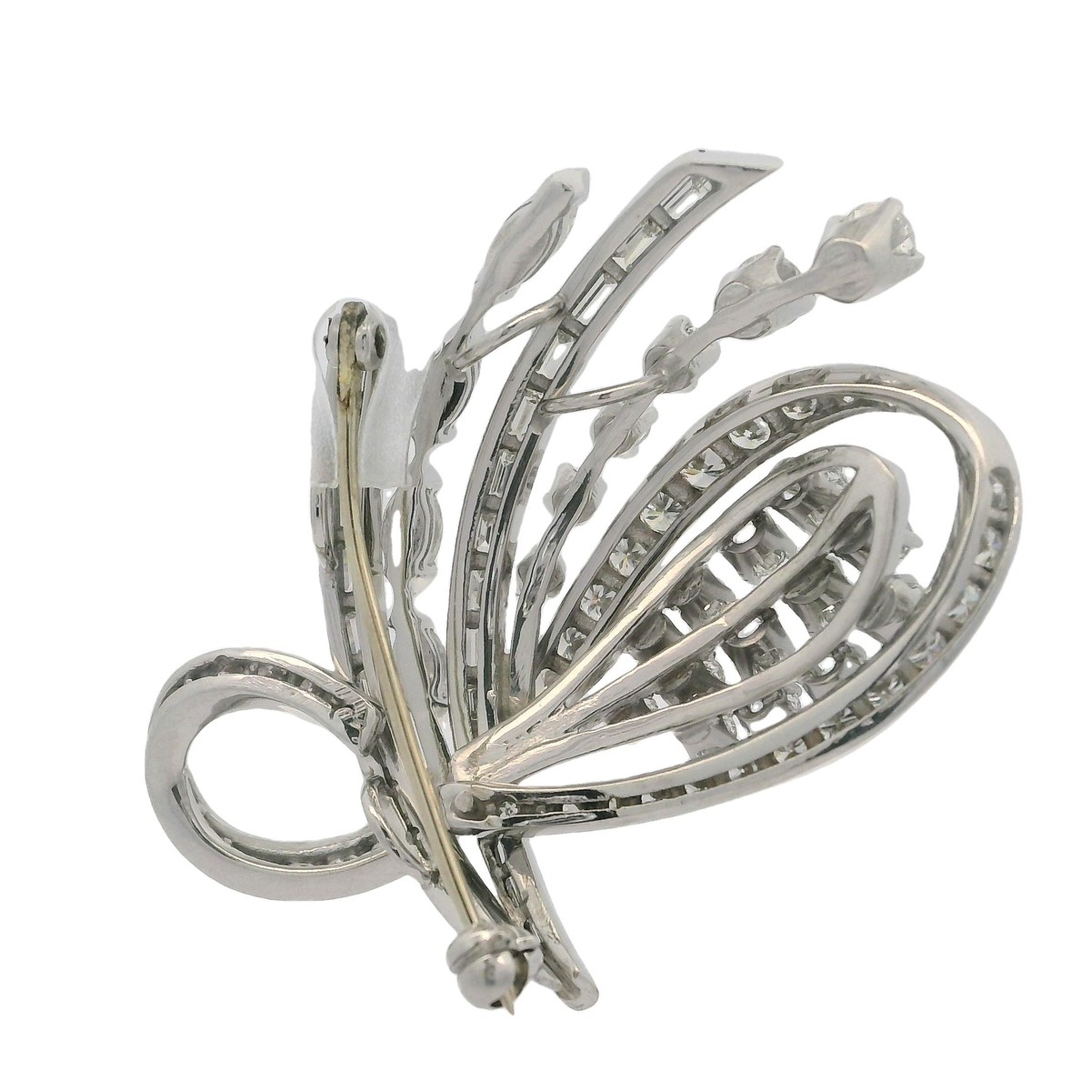 Vintage White Gold 3.75ctw High Quality Diamond Open Floral
