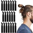 Black Knotted Hair Ties for Guys, Men's Long Hair Ties (20 Pcs)