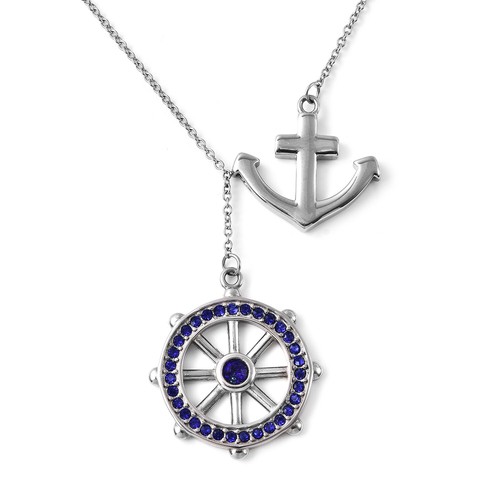 NECKLACE Pendant Womens Blue Austrian 