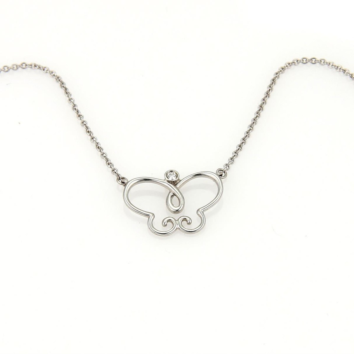 Tiffany & Co. Picasso Gold Necklace Butterfly Pendant Diamond 18k
