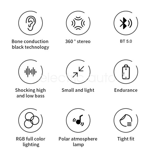 Altoparlante Bluetooth Wireless Conduzione Ossea Luce RGB 3D Subwoofer Suono Stereo - Foto 4 di 23