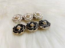 2 Camellia Flower Hair Clip White Black Women Fashion Accessories New - Image 2