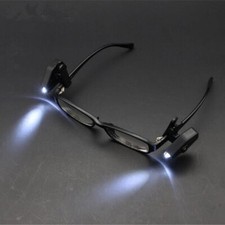 Super Cool LED Light Clip On Glasses Torch / Lamp Safety Glasses Reading♘