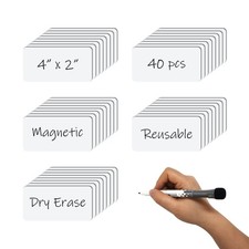 Dry Erase Magnetic Labels 4x2 Inch White, Reusable Magnetic Dry Erase Labels ...