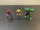 VTG Toy Biz Marvel Metal Posable Figure Lot of 3 HULK SPIDER-MAN WOLVERINE