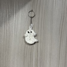 Handmade Crocheted Ghost Keychain