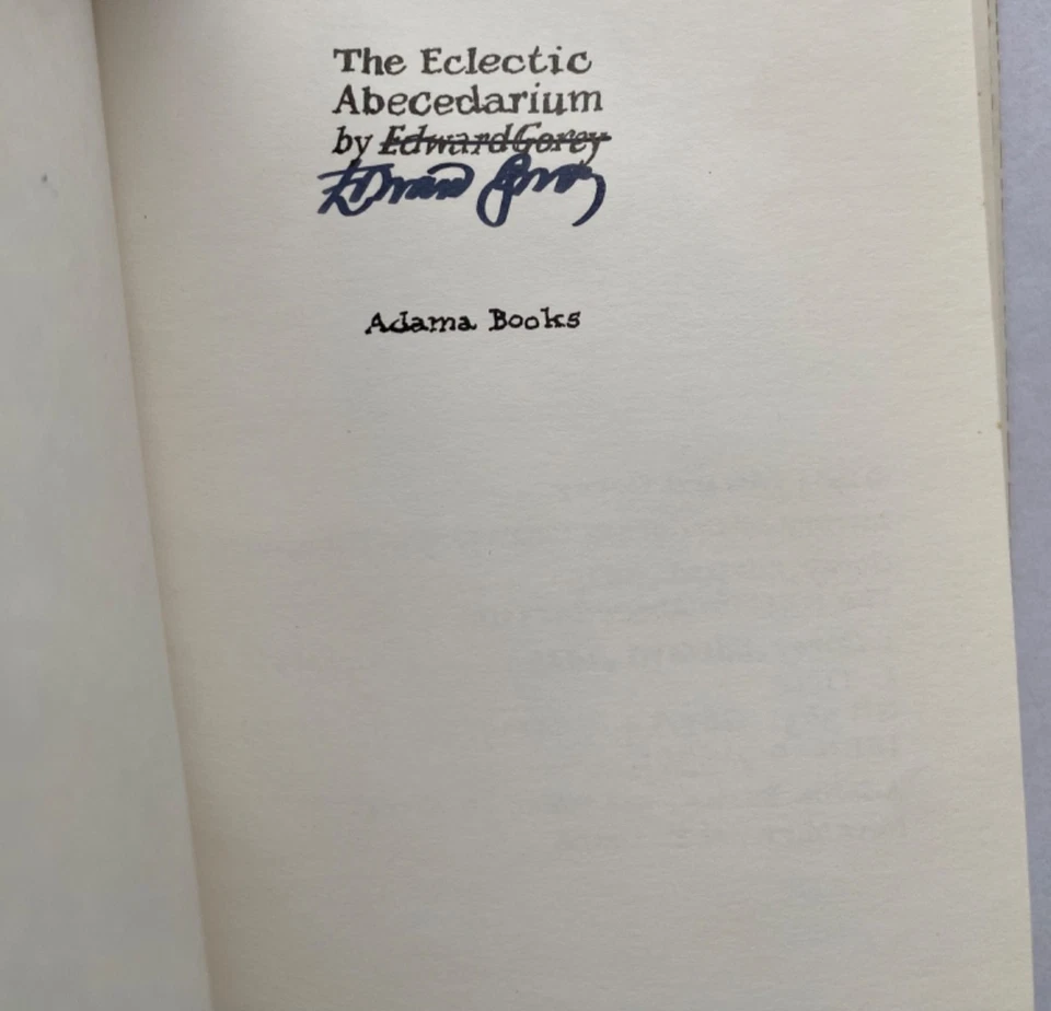 Edward Gorey / THE ECLECTIC ABECEDARIUM SIGNED 1st Edition 1983 - Image 2 of 4