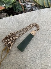 Antique 9ct Gold Fob Chain With 9ct Jade Gold Pendant