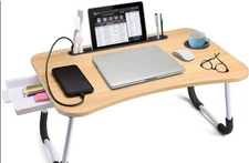Lap Desk,Portable Laptop Desk Foldable Bed Table with Phone Stand and Cup Holder