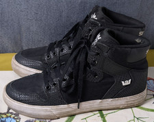 Rare Supra Skateboard Shoes Black High Top Men's 8 Sneakers S28220 Snake Print