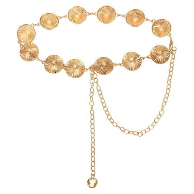 Damen Western Metall Muschelgürtel, Kette Gr., Muster, Goldton