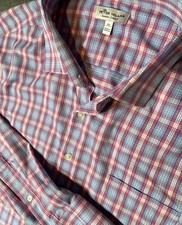 Peter Millar Summer Comfort Men's Plaid Button Up Long Sleeve Shirt - Size XL