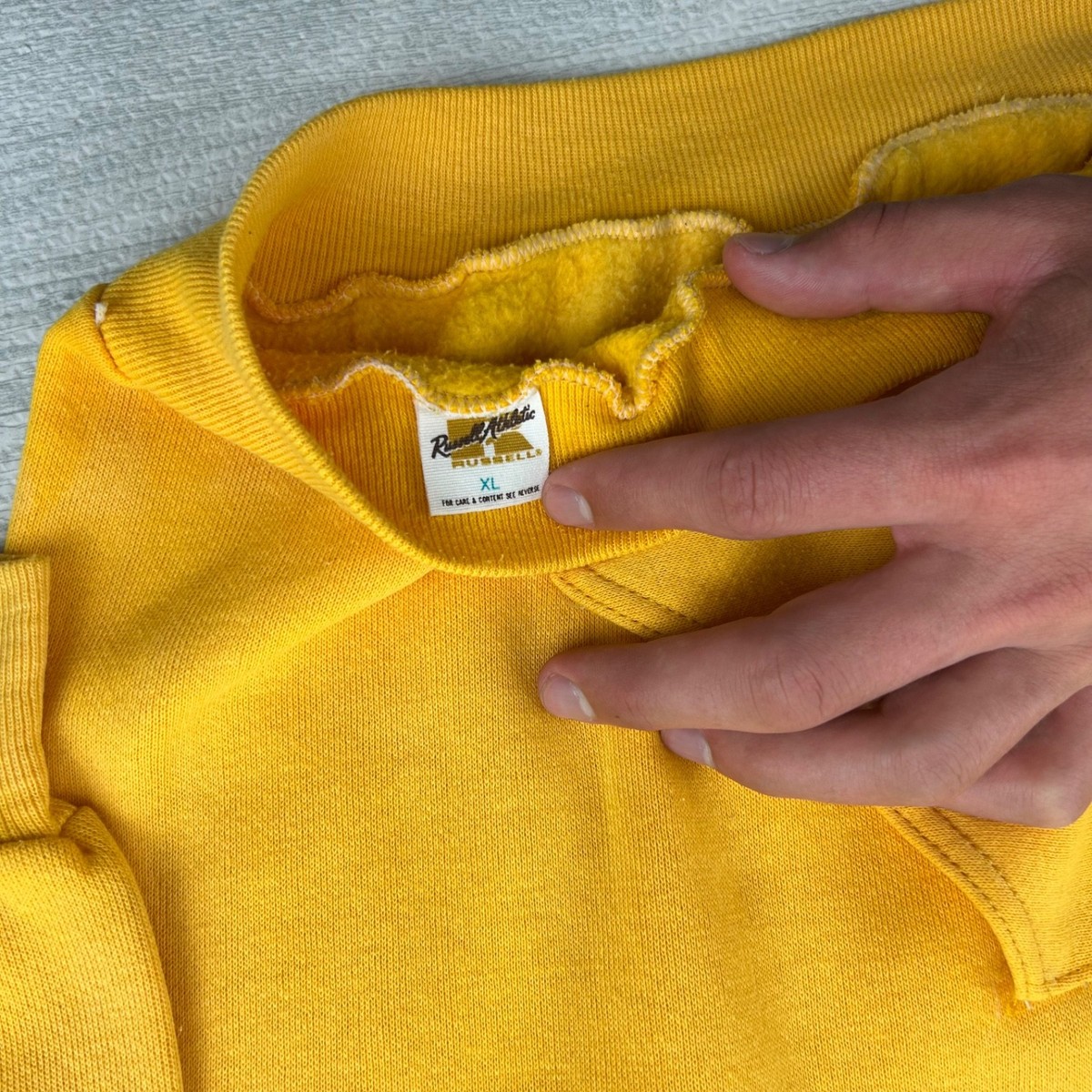 Vintage 70s Russell Athletic Sweatshirt Size XL Yellow Blank