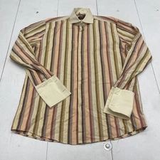 Steven Land Shirt Mens 17 36/37 Multicolor Stripe French Cuff Dress Cotton