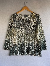 Chicos Travelers Bliuse Womens 2 Leopard Print Boho Tunic Whimy Resort