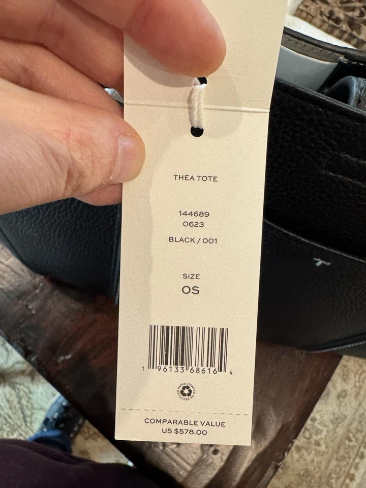 Bolso de hombro grande Tory Burch 144689 Thea en cuero granulado negro nuevo con etiquetas Foto 2 de 4