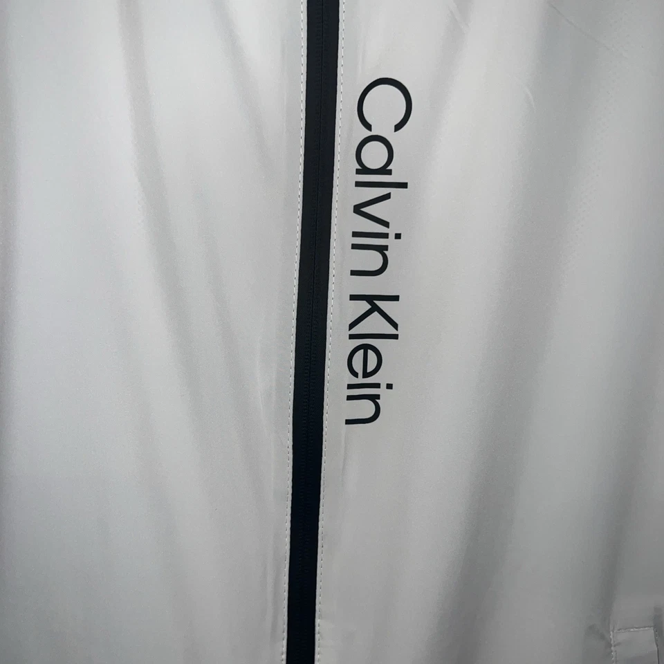 NUEVA Chaqueta Cortavientos Calvin Klein Para Hombre Blanca Cremallera Completa Talla Grande Foto 3 de 4